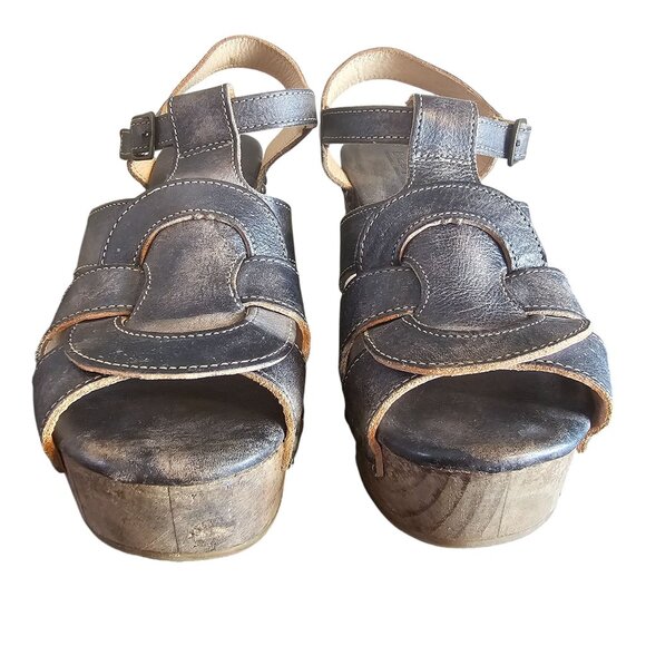 Bed Stu Caitlin F376002 Womens Brown Leather Hook & Loop Heeled Sandals Shoes - Picture 4 of 11